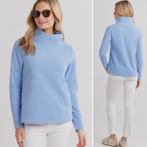 Dudley Stephens Sweaters - DUDLEY STEPHENS Greenpoint Pastel Blue TurtleNeck Pullover Vello Fleece Medium